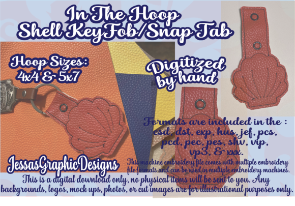 ITH Shell Key Fob Snap Tab: A Seasonal Embroidery Review